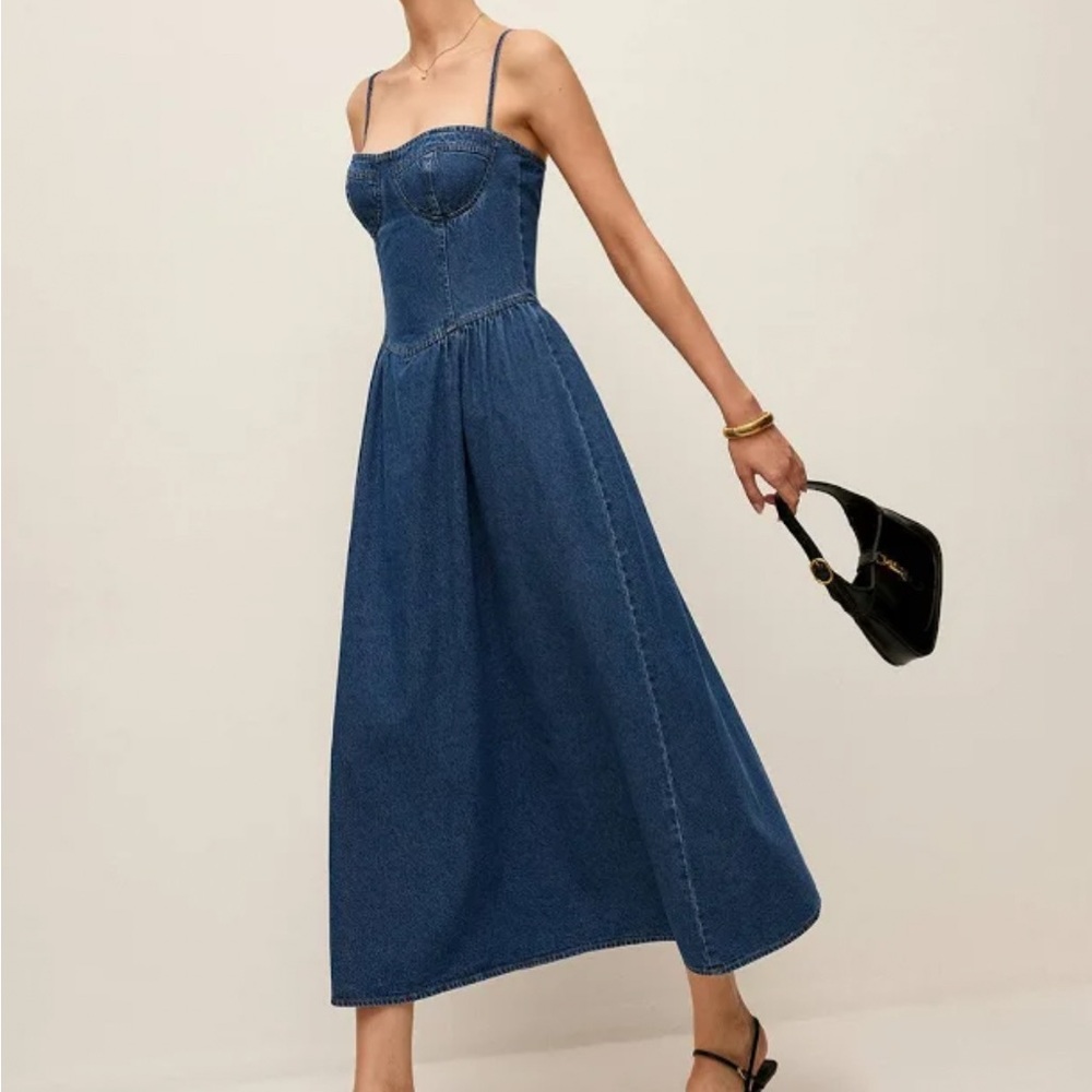Commense Indigo Denim Midi Dress